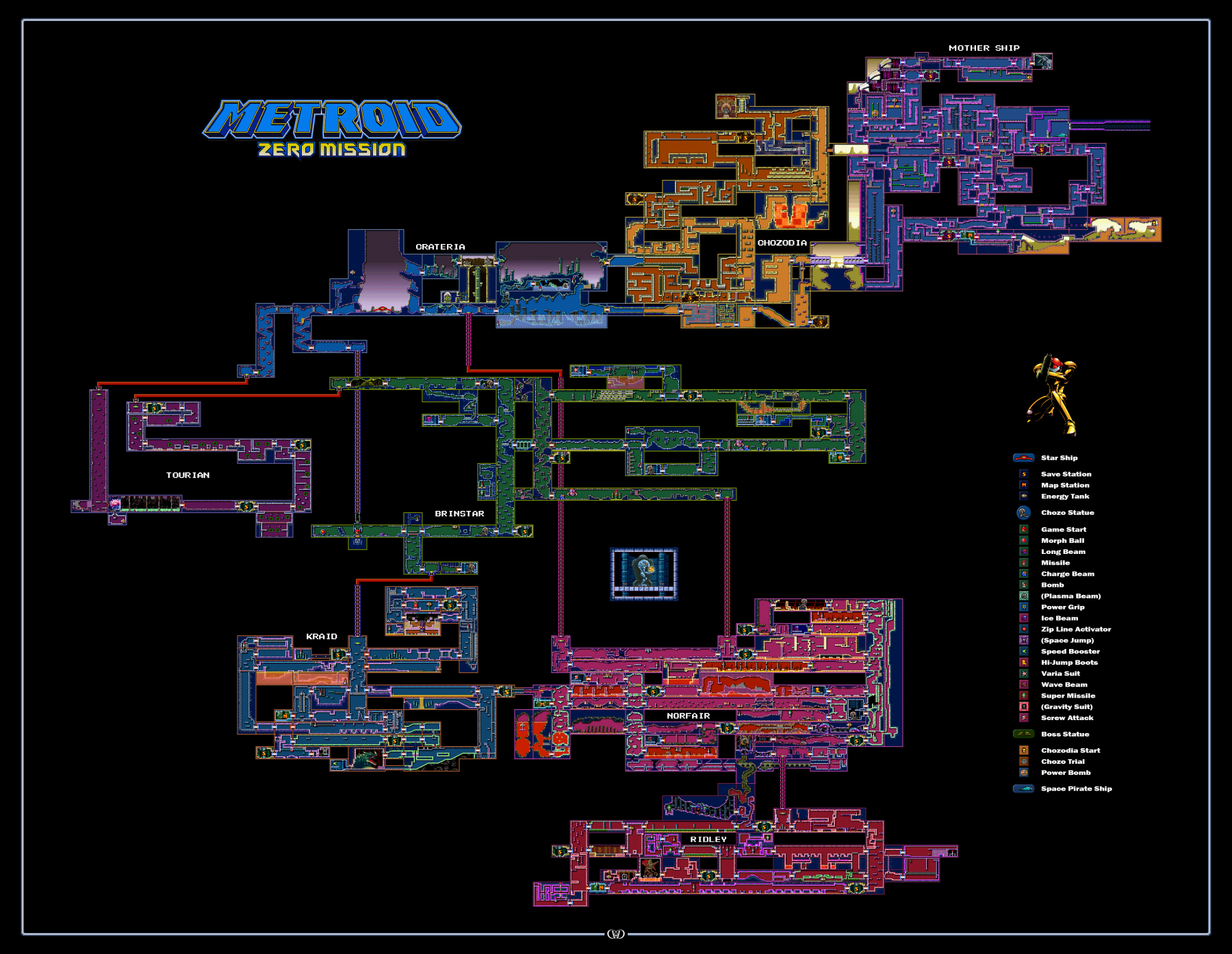 metroid zero mission map